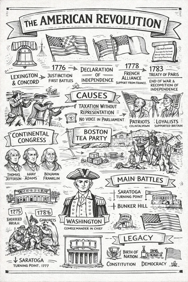American Revolution sketchnote poster