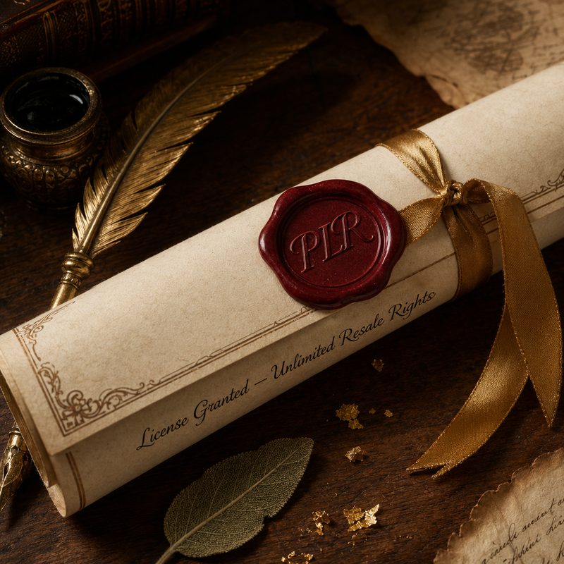 Wax-sealed PLR commercial license certificate scroll