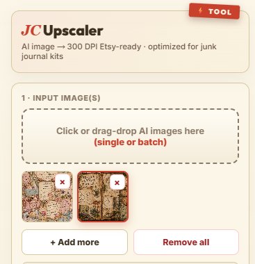 JC Upscaler step 1 — drop AI images into the input section