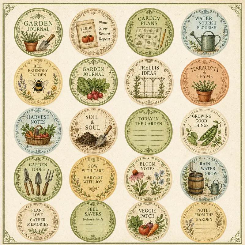 Garden Journal — Small Round Labels (1:1)