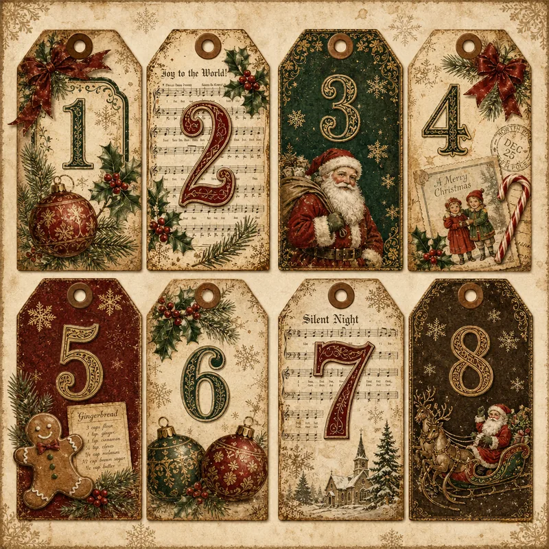 Christmas Nostalgia — Numbered Vintage Tags (1:1)