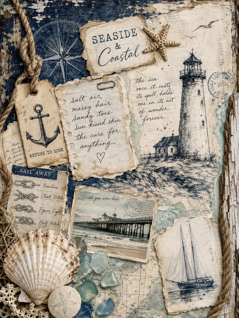Seaside & Coastal — Asymmetric Layout Page (3:4)
