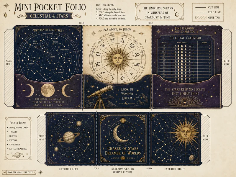 Celestial & Stars — Pocket Folio Template (4:3)