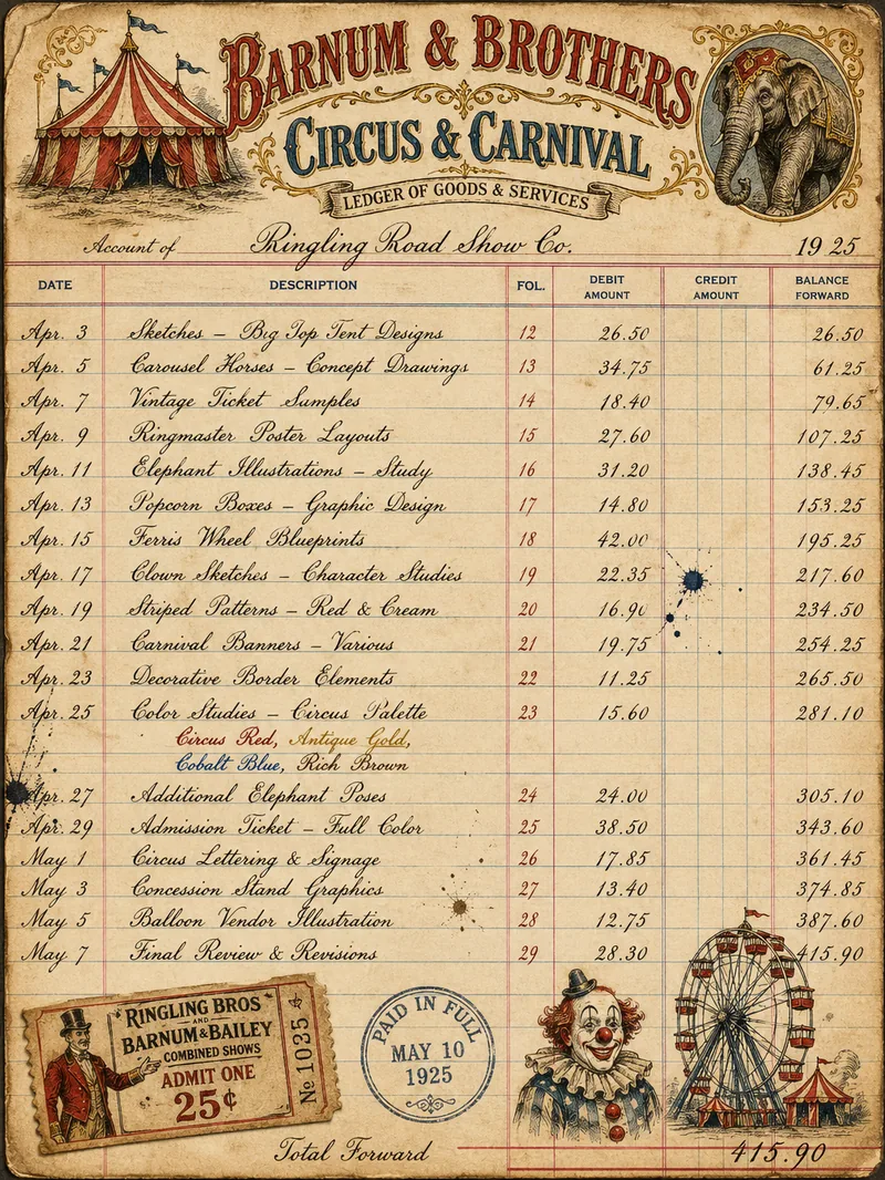Circus & Carnival — Vintage Circus Ledger (3:4)