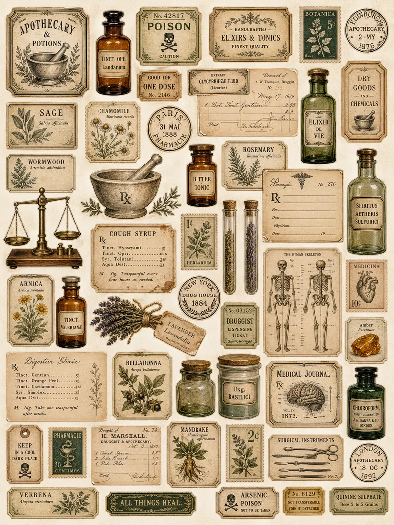 Apothecary & Potions — Apothecary Ephemera Sheet (3:4)
