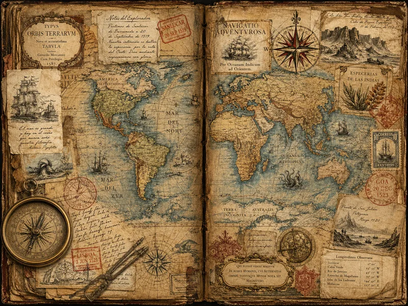 Map & Cartography — Antique World Map Spread (4:3)