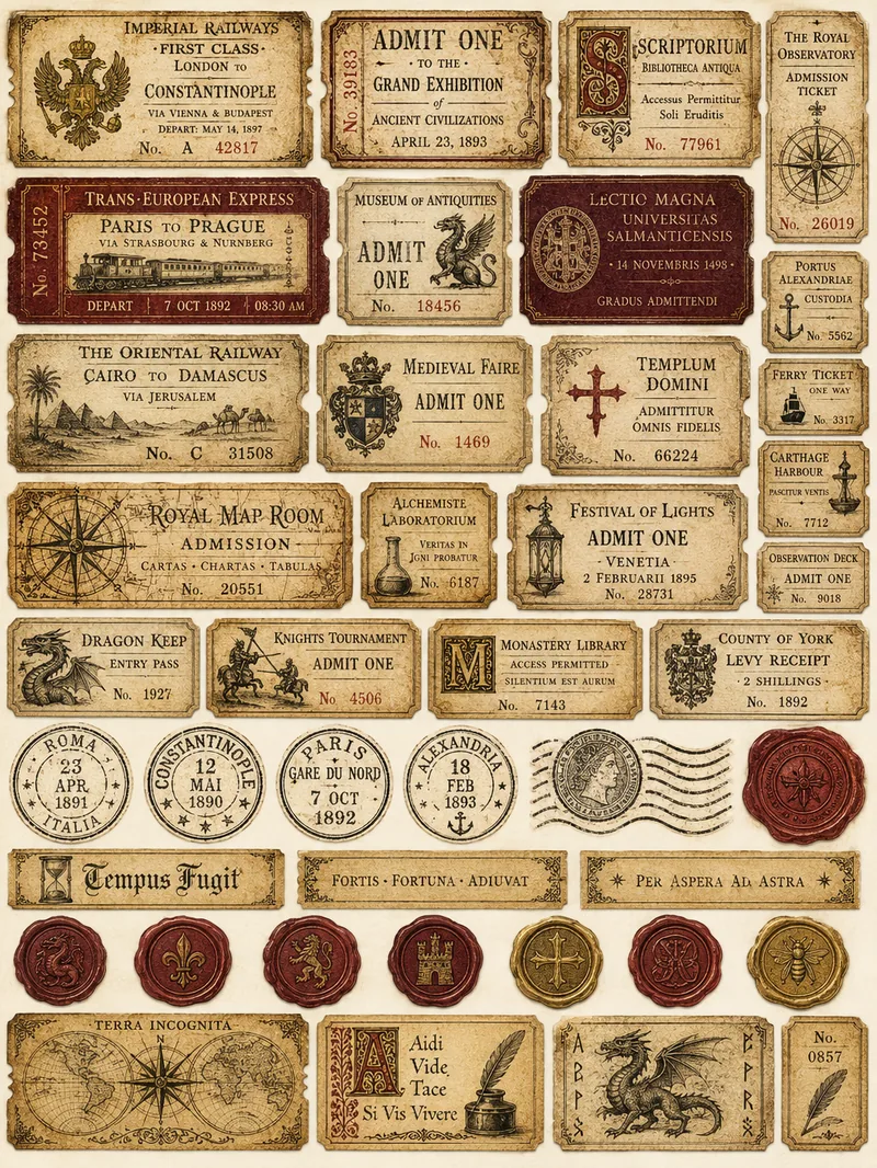 Ancient Parchment — Mixed Sticker Sheet (3:4)