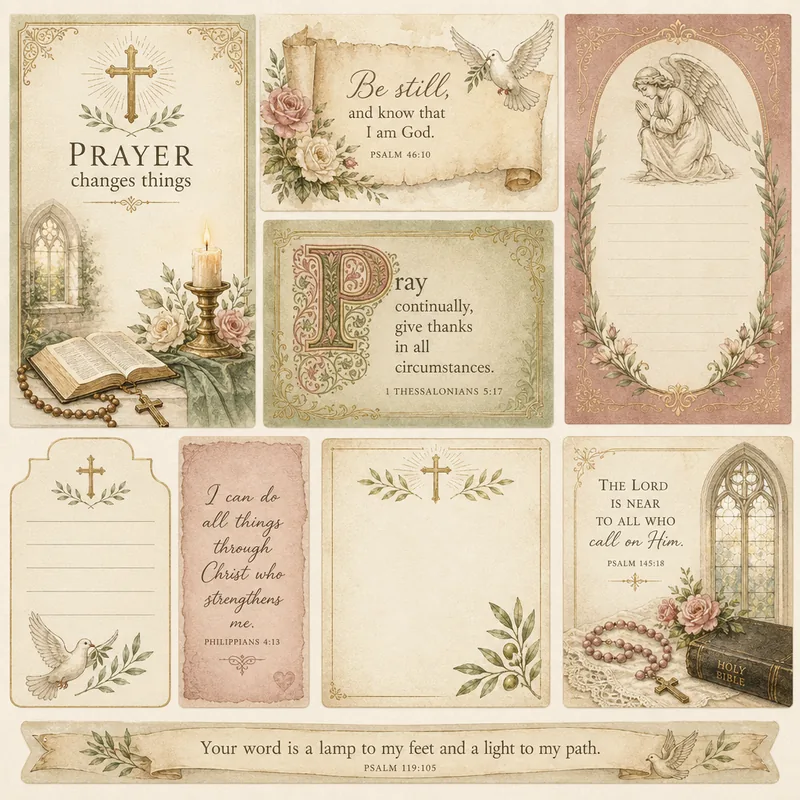 Prayer & Bible Journaling — Mixed Ephemera Sheet (1:1)