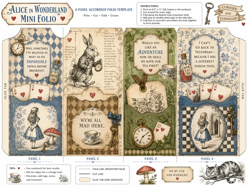 Alice in Wonderland — Accordion Mini Folio (4:3)