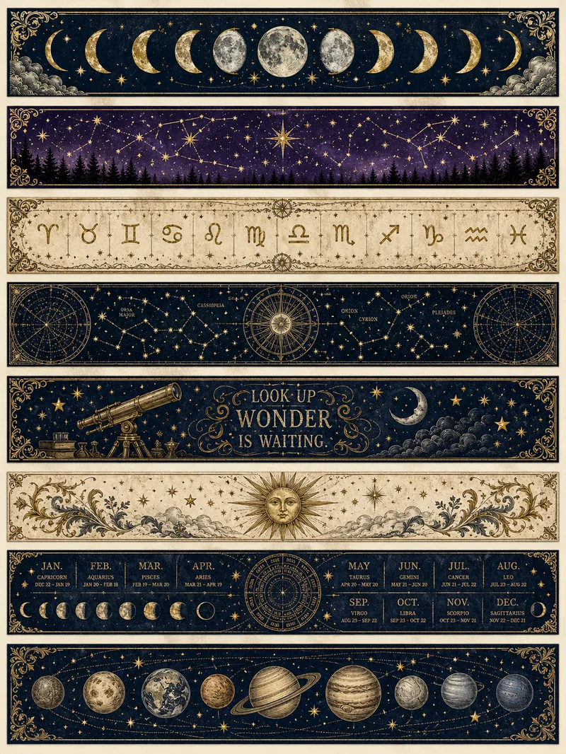 Celestial & Stars — Decorative Border Set (3:4)