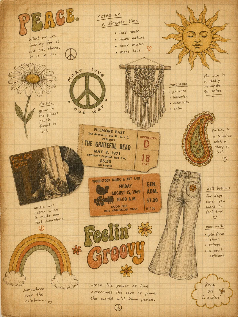 1970s Bohemian — Graph Paper Background (3:4)
