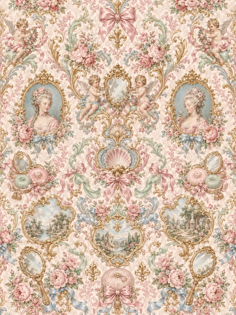 Rococo Romance — Damask-Style Pattern (3:4)