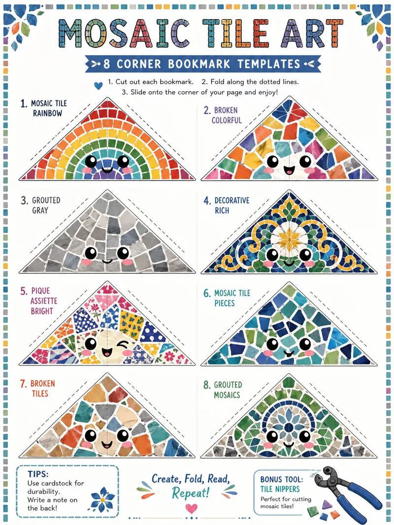 Mosaic Tile Art — Corner Bookmarks (3:4)