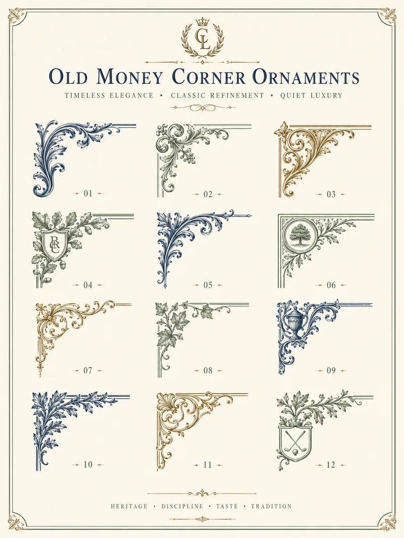 Old Money Aesthetic — Corner Ornaments & Flourishes (3:4)