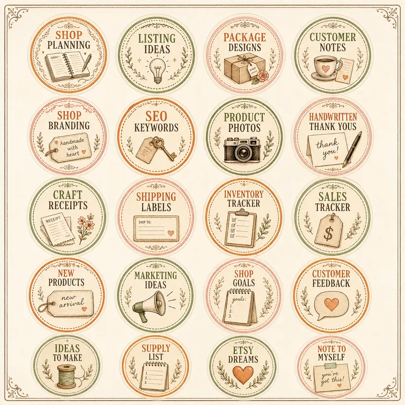 Etsy Seller Journal — Small Round Labels (1:1)