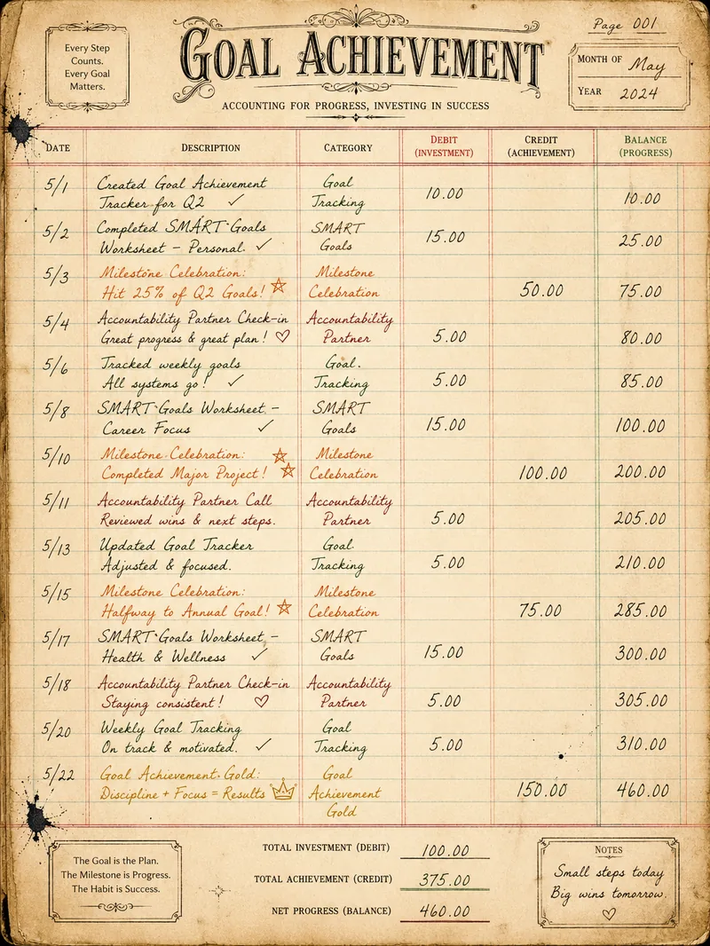 Goal Achievement — Antique Ledger Page (3:4)